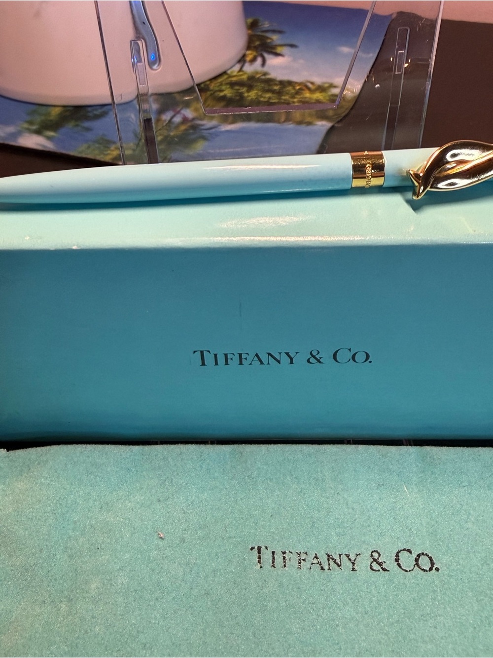 Tiffany & Co. Light Blue Pen with Gold Trim